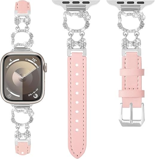 Metal Leather Hello Kitty Cat Apple Watch Band