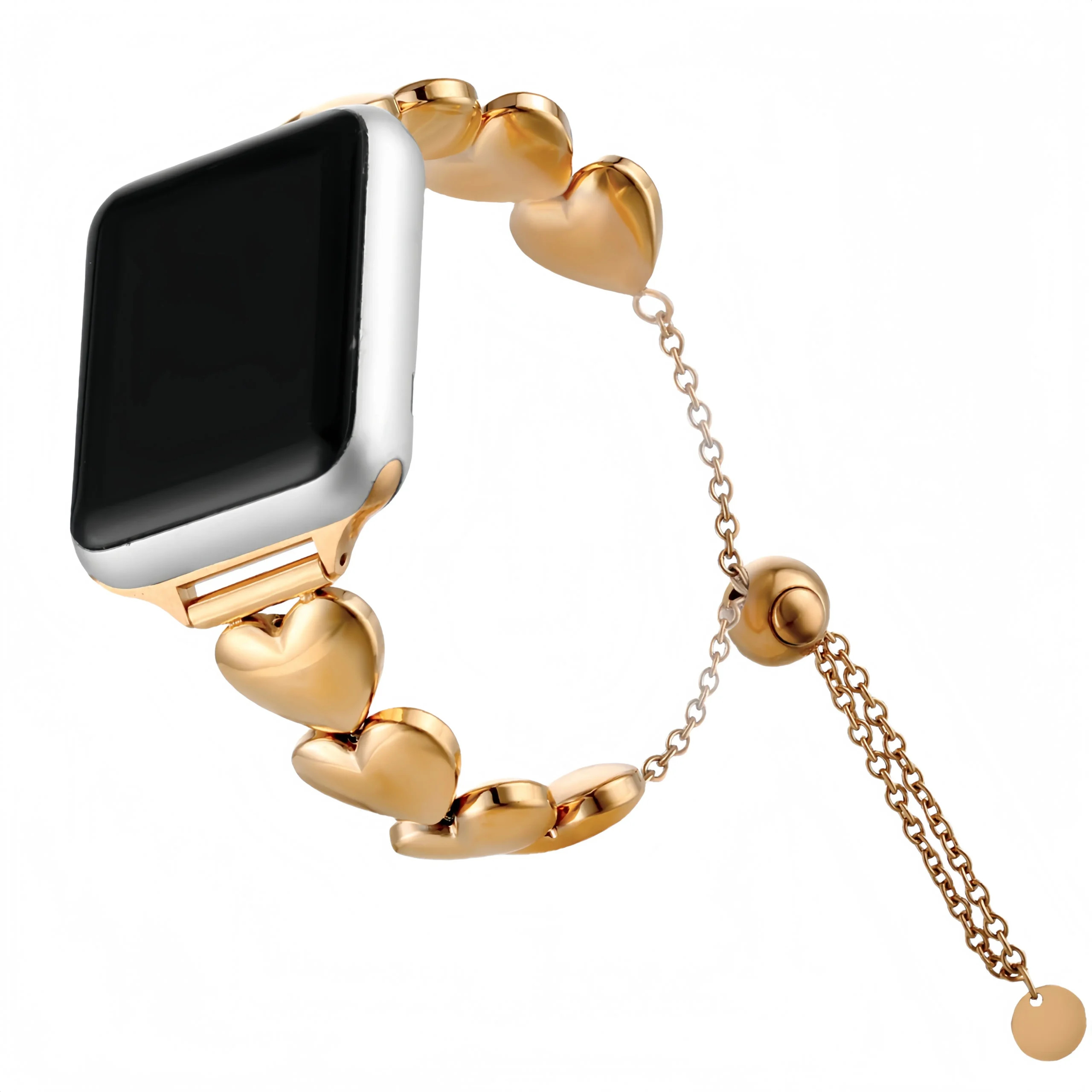 Single-Row Heart Chain Stainless Steel Apple Watch Band (5)