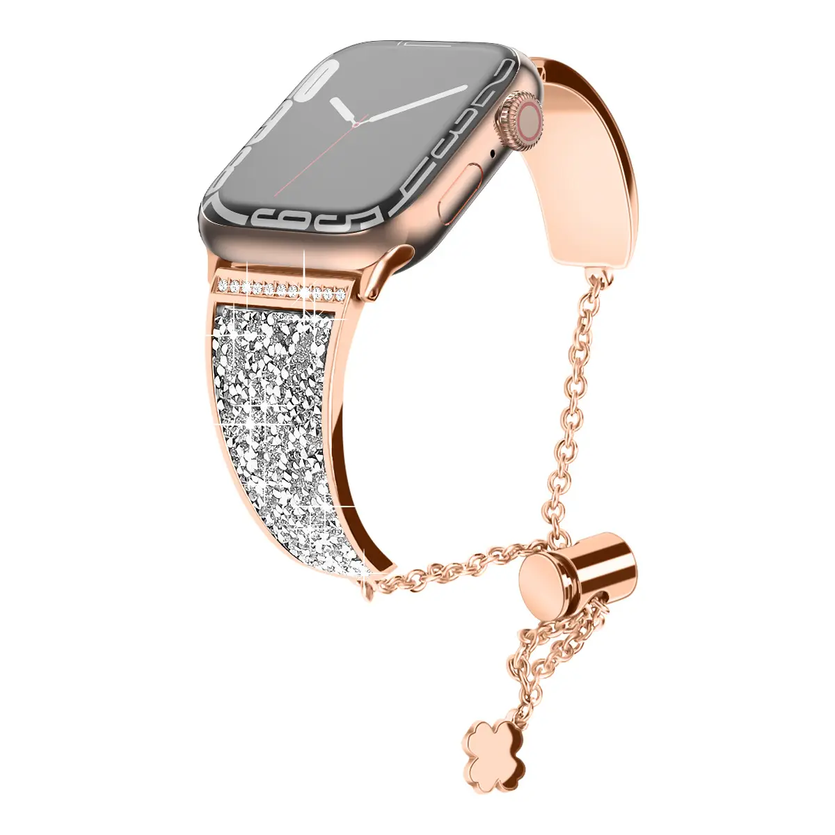 Swarovski Crystal Chain-Link Metal Apple Watch Band (3)